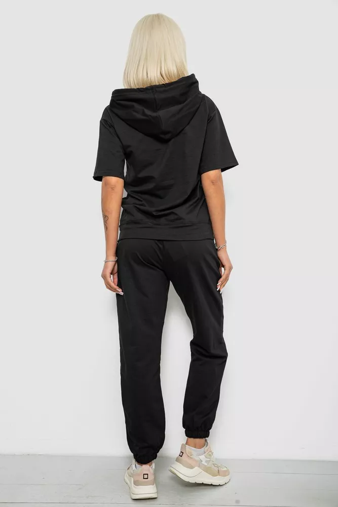Купить Костюм женский повседневный однотонный, цвет черный, 221R105 - Фото №4