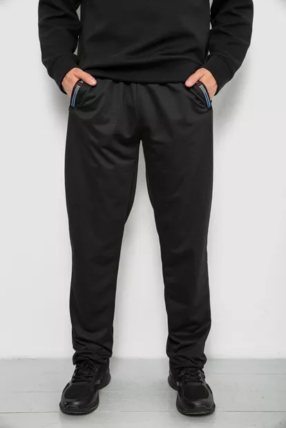 Спортивні штани чоловічі однотонні, колір чорний, 244RY-400