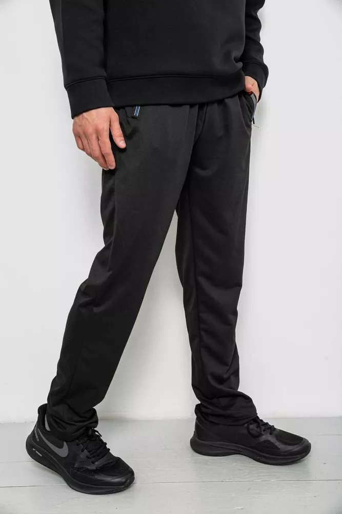 Купити Спортивні штани чоловічі однотонні, колір чорний, 244RY-400 - Фото №3