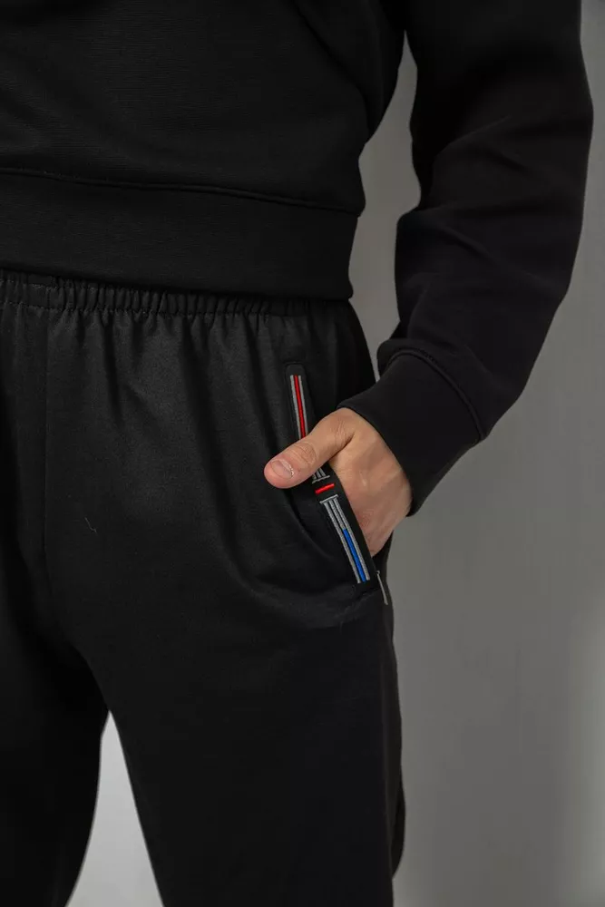 Купити Спортивні штани чоловічі однотонні, колір чорний, 244RY-400 - Фото №5