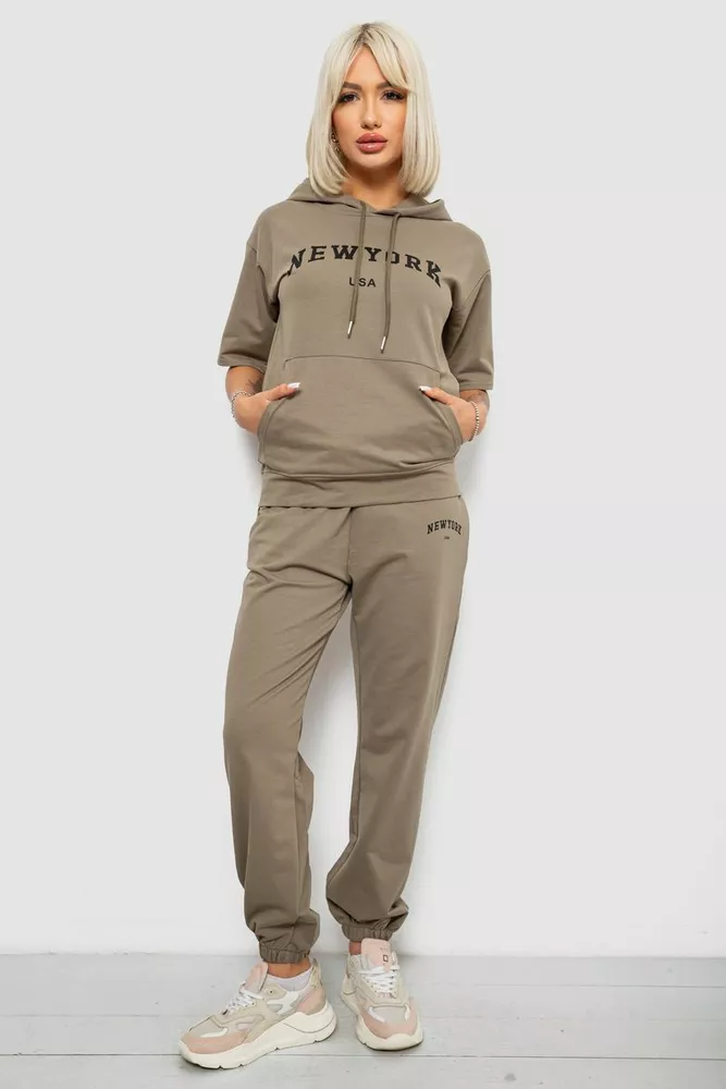 Купить Костюм женский повседневный однотонный, цвет хаки, 221R105 - Фото №1