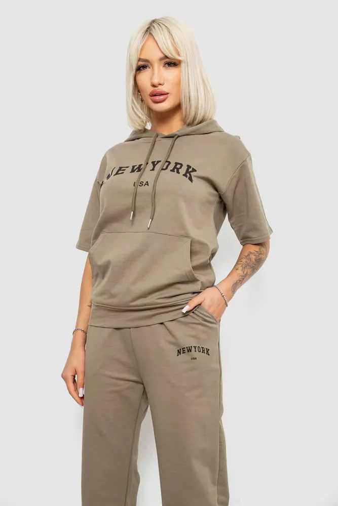 Купить Костюм женский повседневный однотонный, цвет хаки, 221R105 - Фото №2