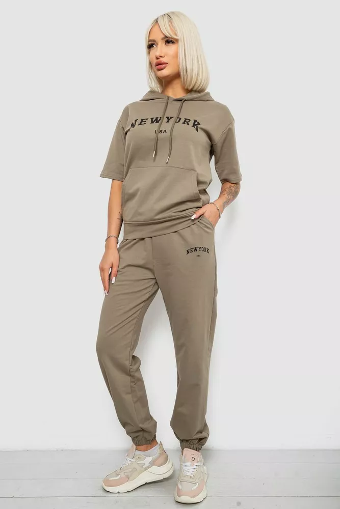 Купить Костюм женский повседневный однотонный, цвет хаки, 221R105 - Фото №3