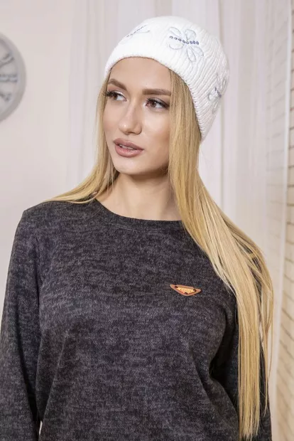 Жіноча шапка, біло-блакитного кольору, з вовни, 167R002