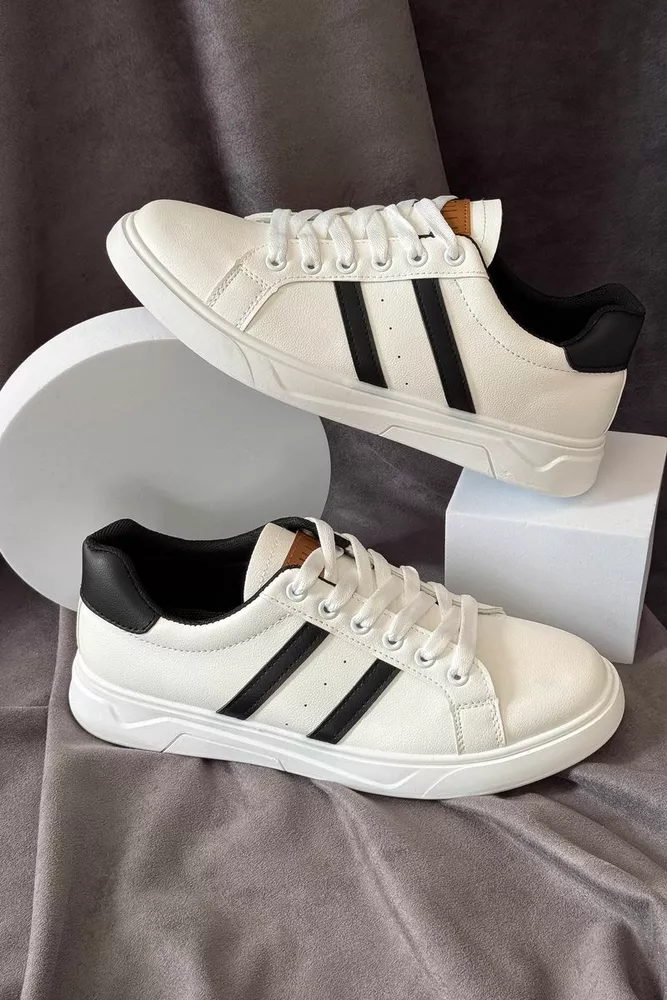 Купить Кеды мужские, цвет бело-черный, 248RR125 - Фото №1