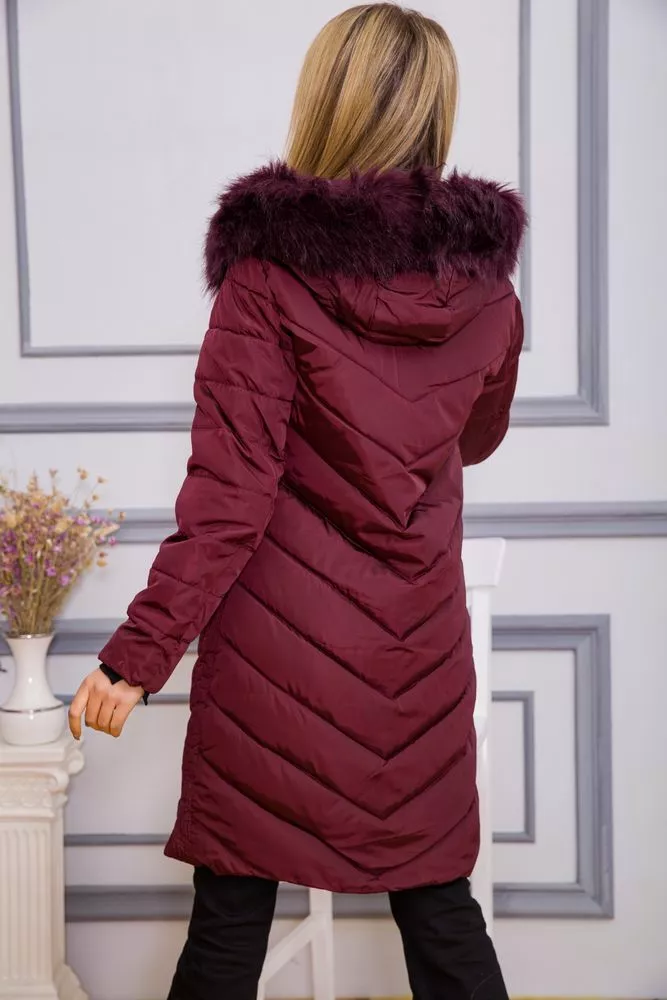 Купити Жіноча куртка демі з капюшоном колір Бордовий 167R809 - Фото №4
