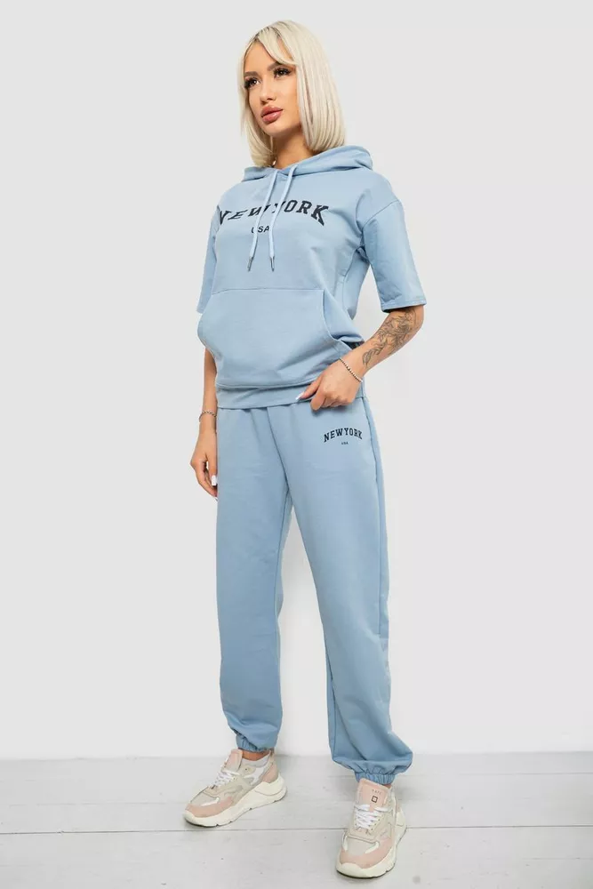 Купить Костюм женский повседневный однотонный, цвет голубой, 221R105 - Фото №3