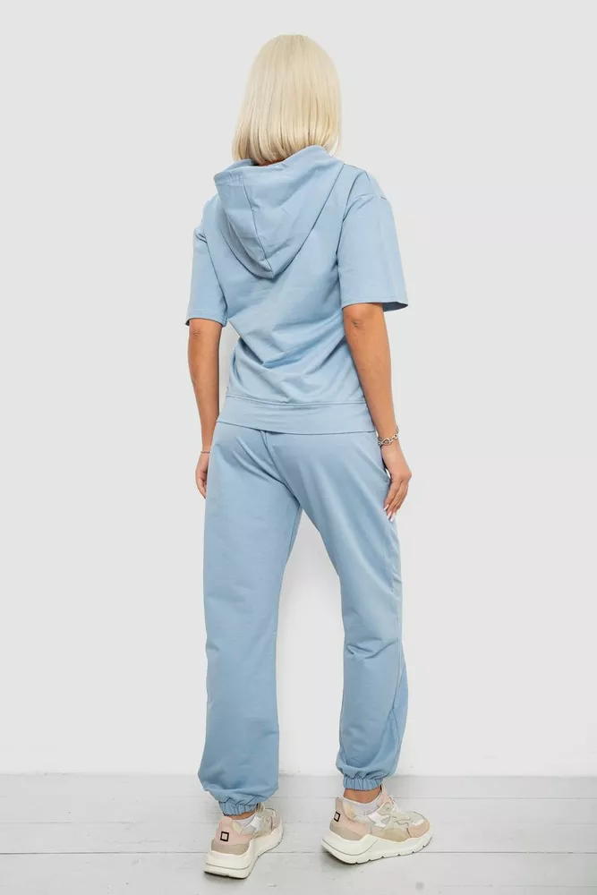 Купить Костюм женский повседневный однотонный, цвет голубой, 221R105 - Фото №4