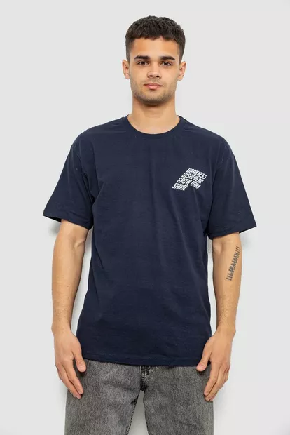 Футболка чоловіча з принтом, колір темно-синій, 244R7411