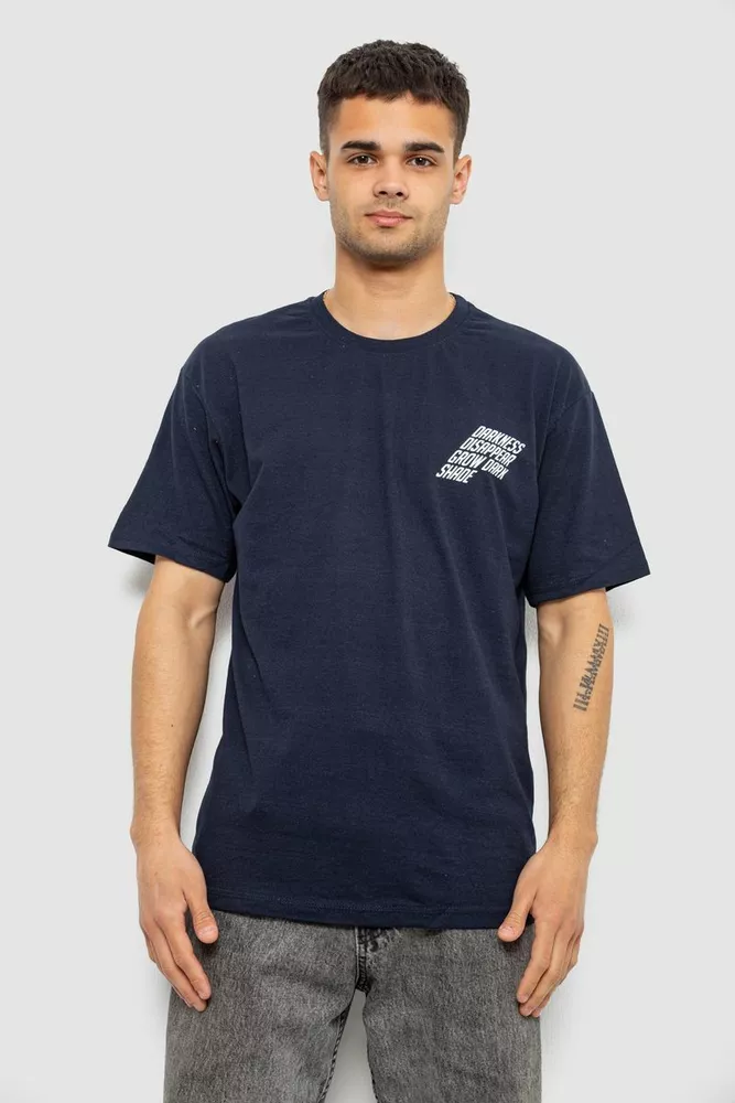 Купить Футболка мужская с принтом, цвет темно-синий, 244R7411 - Фото №1