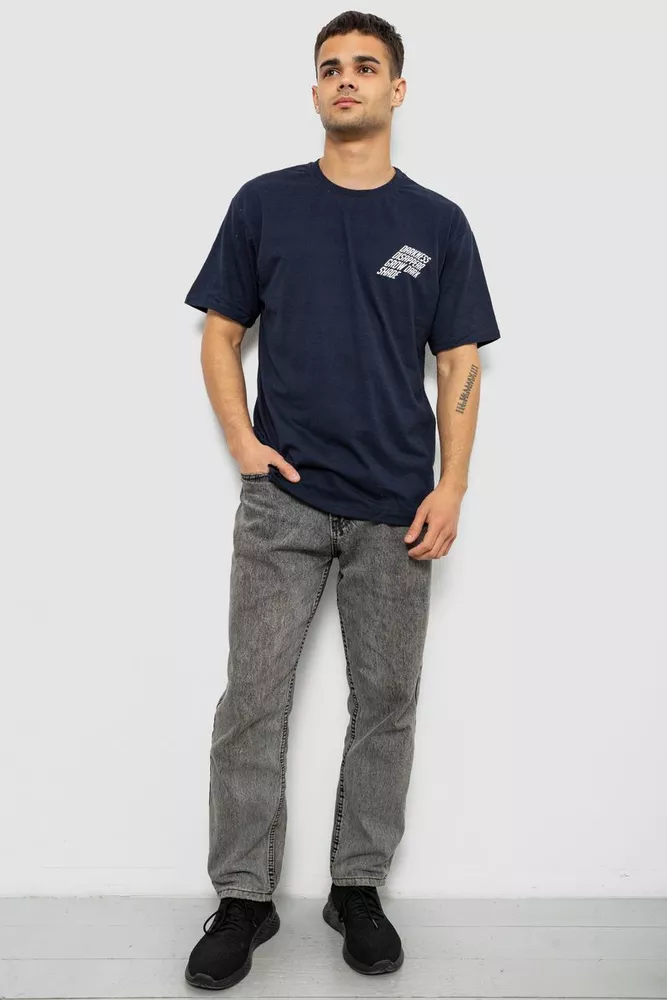 Купить Футболка мужская с принтом, цвет темно-синий, 244R7411 - Фото №2