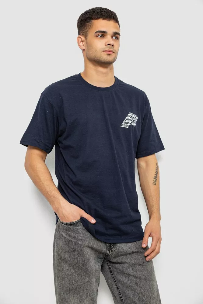Купить Футболка мужская с принтом, цвет темно-синий, 244R7411 - Фото №3