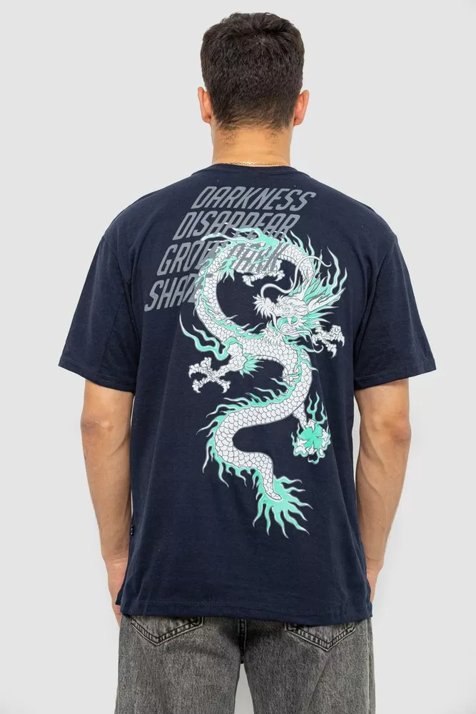 Купить Футболка мужская с принтом, цвет темно-синий, 244R7411 - Фото №4