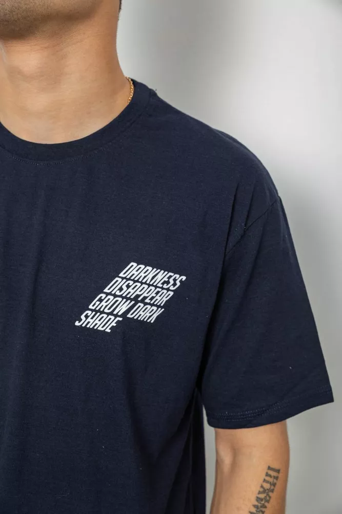 Купить Футболка мужская с принтом, цвет темно-синий, 244R7411 - Фото №5