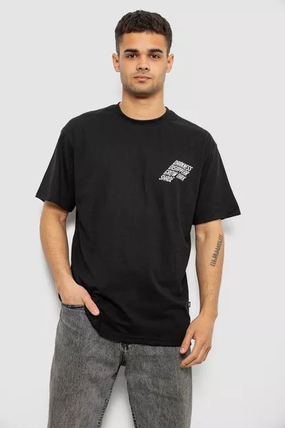 Футболка чоловіча з принтом, колір чорний, 244R7411