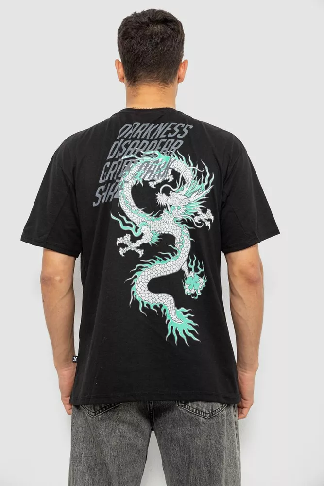 Купить Футболка мужская с принтом, цвет черный, 244R7411 - Фото №4