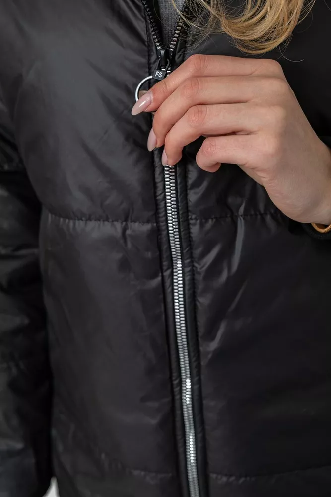 Купити Куртка жіноча демісезонна, колір чорний, 244R1505 - Фото №5
