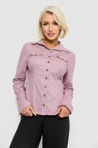Рубашка женская однотонная  -уценка, цвет пудровый, 230R068-10-U-12