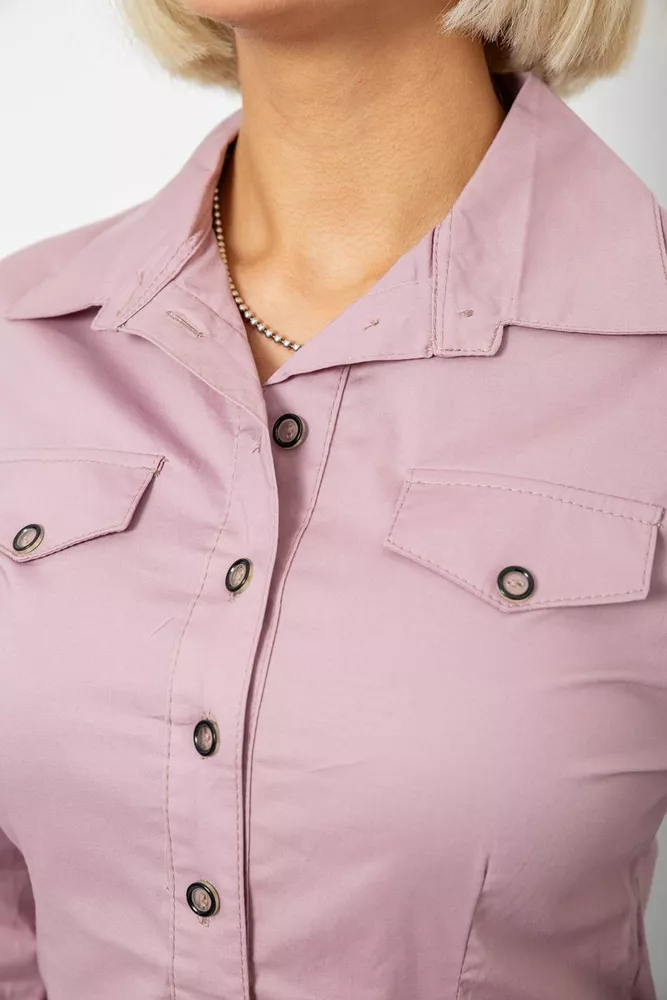 Купить Рубашка женская однотонная  -уценка, цвет пудровый, 230R068-10-U-13 оптом - Фото №5