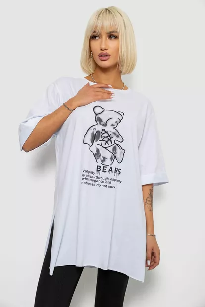 Футболка женская с принтом, цвет белый, 244R2018