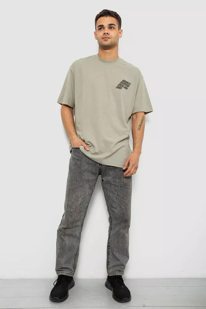 Купити Футболка чоловіча з принтом, колір оливковий, 244R7411 - Фото №2