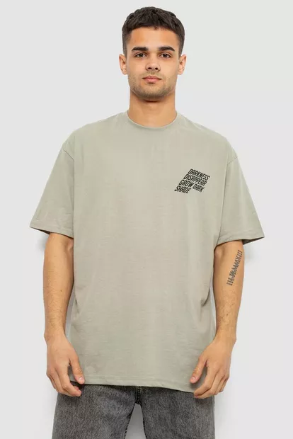 Футболка чоловіча з принтом, колір оливковий, 244R7411