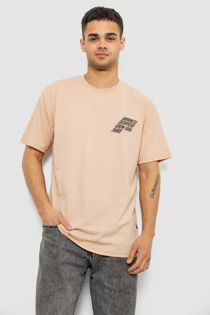 Футболка чоловіча з принтом, колір бежевий, 244R7411