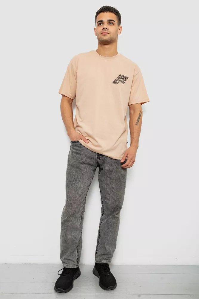 Купити Футболка чоловіча з принтом, колір бежевий, 244R7411 - Фото №2