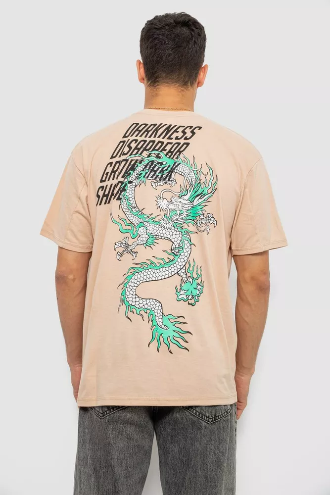 Купити Футболка чоловіча з принтом, колір бежевий, 244R7411 - Фото №4