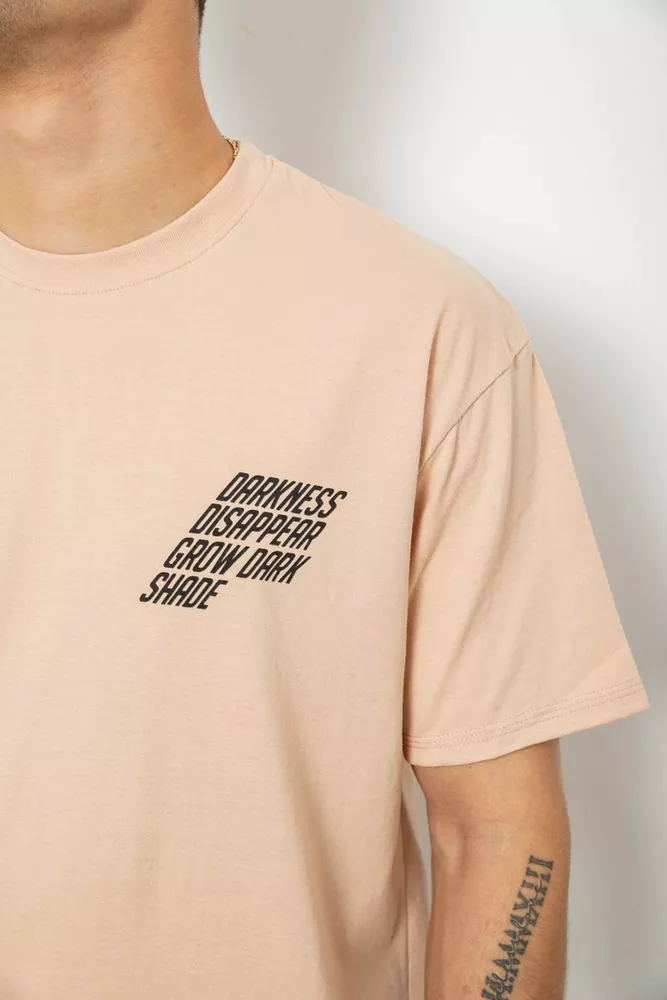 Купити Футболка чоловіча з принтом, колір бежевий, 244R7411 - Фото №5