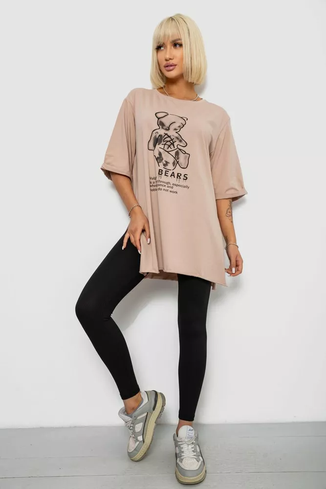 Купить Футболка женская с принтом, цвет бежевый, 244R2018 - Фото №2