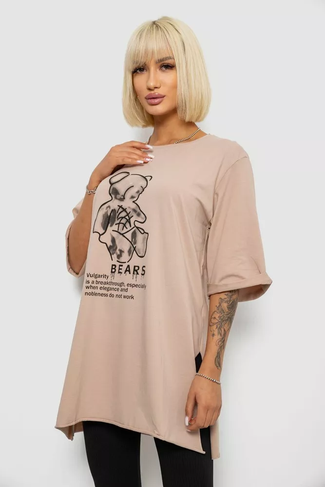 Купить Футболка женская с принтом, цвет бежевый, 244R2018 - Фото №3