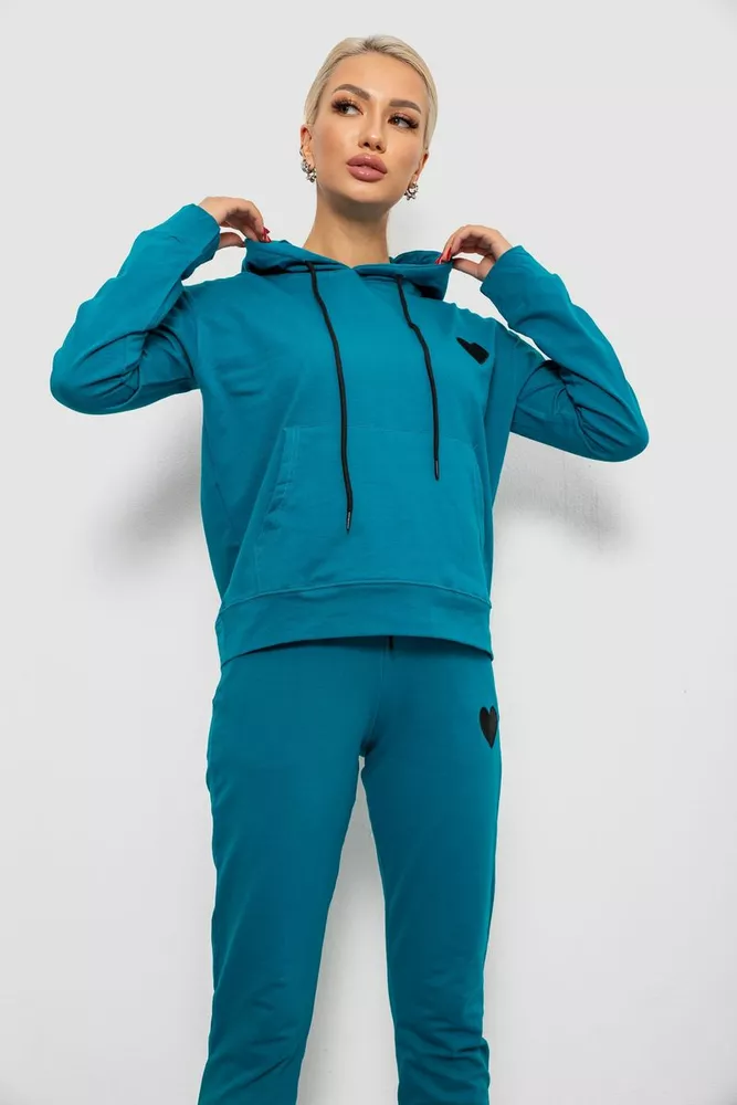 Купити Спортивний костюм жіночий двонитка  -уцінка, колір бірюзовий, 214R1419-004-U-14 - Фото №2