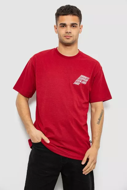 Футболка чоловіча з принтом, колір бордовий, 244R7411