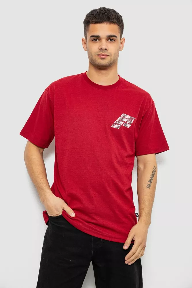 Купити Футболка чоловіча з принтом, колір бордовий, 244R7411 - Фото №1