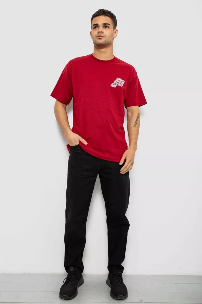 Купити Футболка чоловіча з принтом, колір бордовий, 244R7411 - Фото №2
