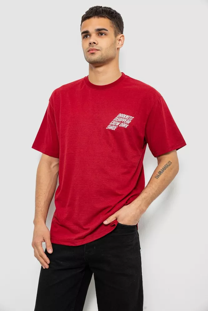 Купити Футболка чоловіча з принтом, колір бордовий, 244R7411 - Фото №3