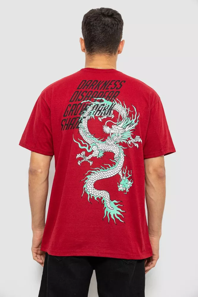 Купити Футболка чоловіча з принтом, колір бордовий, 244R7411 - Фото №4