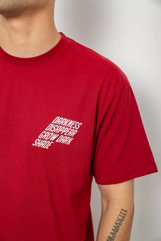 Купити Футболка чоловіча з принтом, колір бордовий, 244R7411 - Фото №5