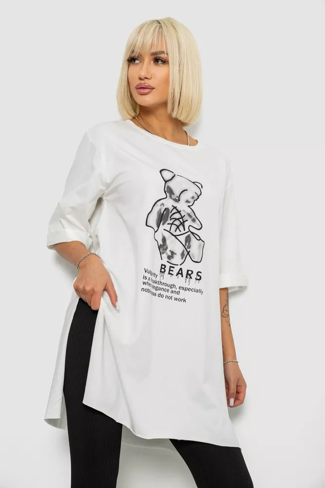 Купить Футболка женская с принтом, цвет молочный, 244R2018 - Фото №3