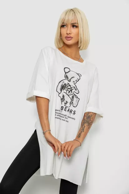 Футболка женская с принтом, цвет молочный, 244R2018