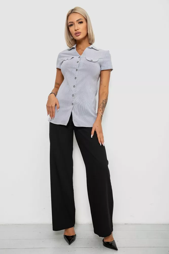 Купить Рубашка-туника в полоску, цвет светло-серый, 230R665-1 оптом - Фото №2