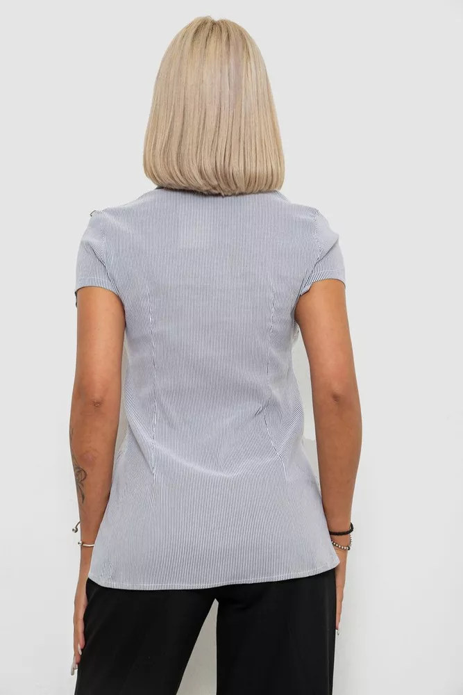 Купить Рубашка-туника в полоску, цвет светло-серый, 230R665-1 оптом - Фото №4