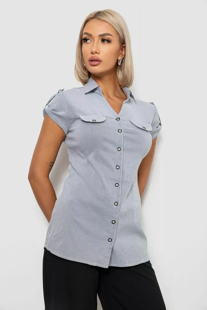 Купити Сорочка-туніка в смужку, колір сірий, 230R665-1 оптом - Фото №3