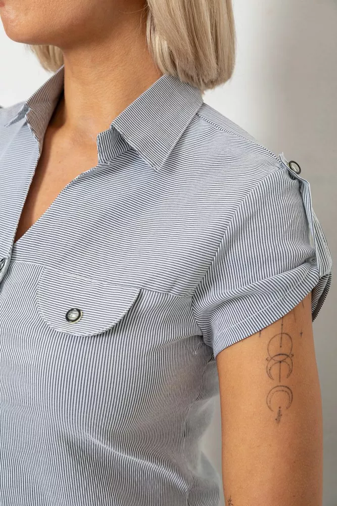 Купити Сорочка-туніка в смужку, колір сірий, 230R665-1 оптом - Фото №5