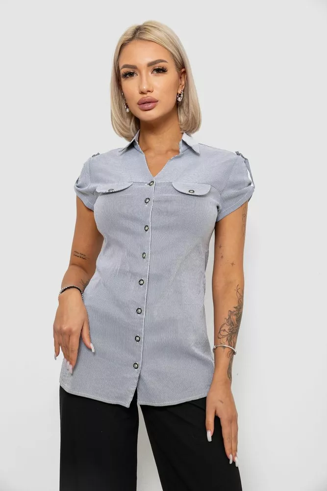 Купити Сорочка-туніка в смужку, колір сірий, 230R665-1 оптом - Фото №1