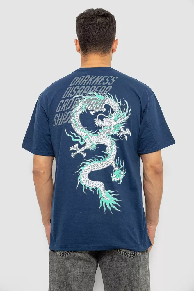Купить Футболка мужская с принтом, цвет синий, 244R7411 - Фото №4
