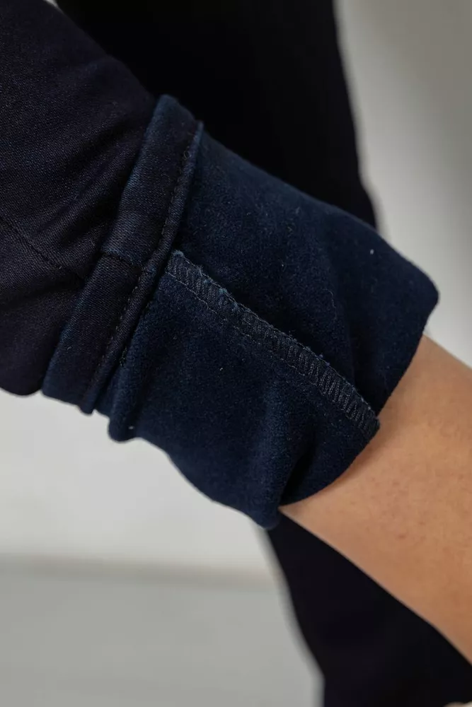 Купити Джинси жіночі однотонні на флісі, колір темно-синій, 244RS021 оптом - Фото №6