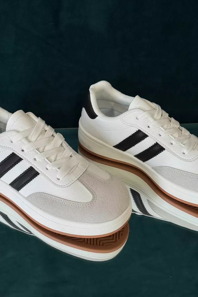 Купить Кроссовки женские экокожа, цвет бело-серый, 248RJH700-7 - Фото №2