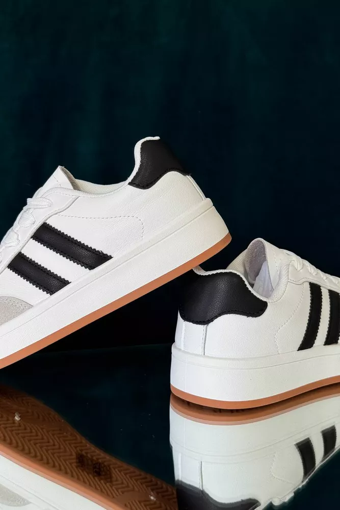 Купить Кроссовки женские экокожа, цвет бело-серый, 248RJH700-7 - Фото №4